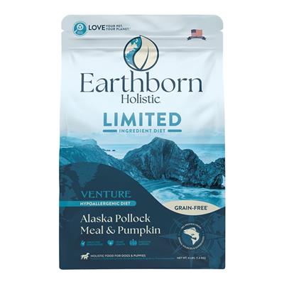 Earthborn Holistic Venture Limited Ingredient Diet Grain-Free Dry Dog Food Alaska Pollock Meal & Pumpkin 4lb