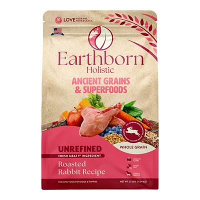 Earthborn Holistic Unrefined Ancient Grains & Superfoods Dry Dog Food Roasted Rabbit 25lb