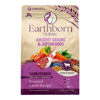 Earthborn Holistic Unrefined Ancient Grains & Superfoods Dry Dog Food Roasted Lamb 25lb