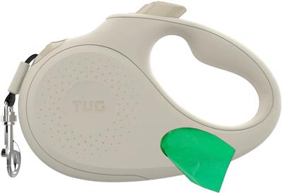 TUG Oval Retractable Dog Leash with Integrated Dispenser - Cream