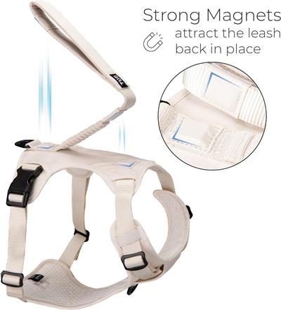 TUG Grab Dog Harness with Integrated Magnetic Leash - Cream