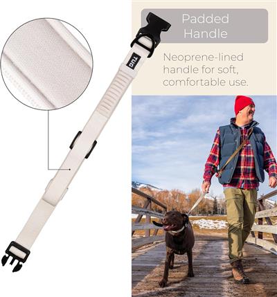 TUG Grab Dog Collar with Integrated Magnetic Short Lead - Cream
