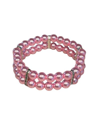 2 Row Pretty Pearl Choker Necklace, Bubblegum