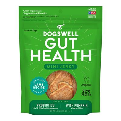 Dogswell Dog Gut Health Mini Jerky Grain Free Lamb 4oz.