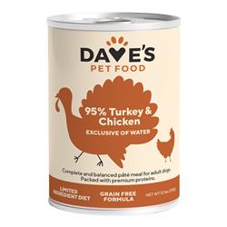 Dave's Pet Food Dog 95% Premium Turkey & Chicken 12.5oz. (Case of 12)