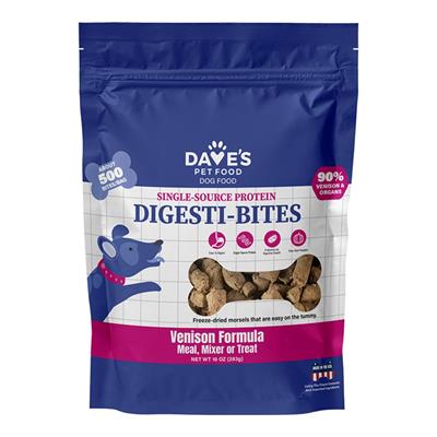 Dave's Pet Food Dog Digesti-Bites Freeze-Dried Venison 10oz.