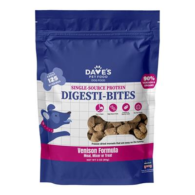 Dave's Pet Food Dog Digesti-Bites Freeze-Dried Venison 3oz.