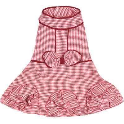 Houndstooth Ruffles Dress - Red