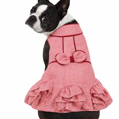 Houndstooth Ruffles Dress - Red