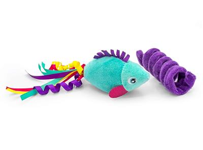 ThoozyPet Fish & Felt Spiral Cat Toy 2pk