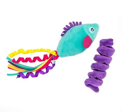 ThoozyPet Fish & Felt Spiral Cat Toy 2pk