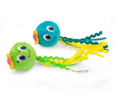 ThoozyPet Octopus w/ Ribbon Tails Cat Toy 2pk