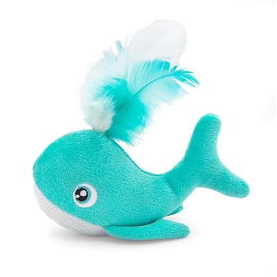 ThoozyPet Whale with Feather Spout Cat Toy