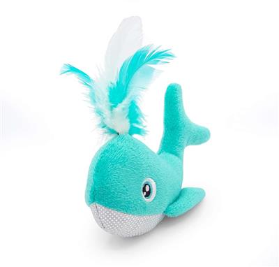 ThoozyPet Whale with Feather Spout Cat Toy