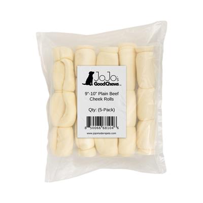 9" - 10" All-Natural Plain Beef Cheek Rolls Dog Chews (5/Bag)