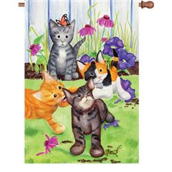 28 in. Flag - Kitten Flowerbed