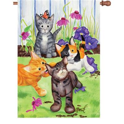 28 in. Flag - Kitten Flowerbed