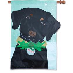 Applique Flag - Christmas Black Lab