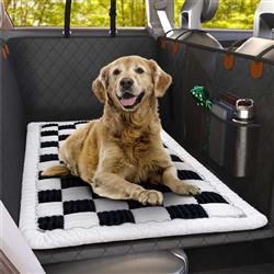 Katziela Backseat Pet Bed Mat–1.5”Thick Plush Dog Bed Topper for Car Seat Covers, Non-Slip Travel SUVs & Trucks, Universal Fit(24.8”x54”)