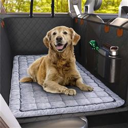 Katziela Backseat Pet Bed Mat–1.5”Thick Plush Dog Bed Topper for Car Seat Covers, Non-Slip Travel SUVs & Trucks, Universal Fit(24.8”x54”)