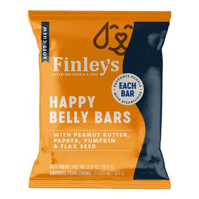 Finley's Dog Gravity Fed Carton of Single Wrap Happy Belly Benefit Bars 45Ct