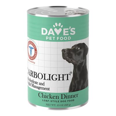 Dave’s Dog Carbolight Carbohydrate And Weight Management Chicken Dinner 13oz. (Case of 12)