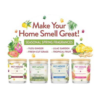 Pet House 2026 Spring Candle Display : Yuzu Ginger Fresh Cut Grass Tropical Fruit Lilac Garden - 12 Piece