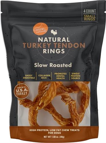 Canine Naturals Dog Turkey Tendon Rings 4ct/1.69oz