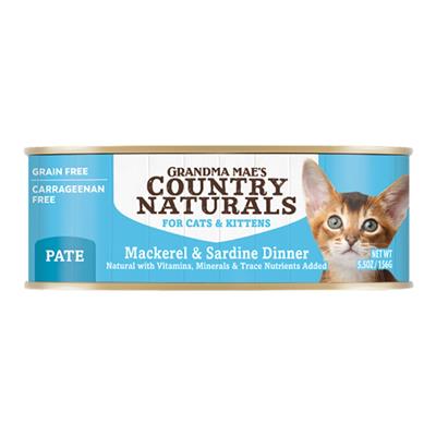 Grandma Mae's Country Naturals Grain Free Wet Cat Food Mackerel & Sardine 5.5oz. (Case of 24)