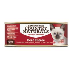 Grandma Mae's Country Naturals Grain Free Pate Wet Cat & Kitten Food Beef 2.8oz. (Case of 24)