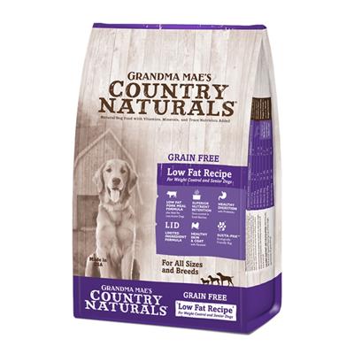 Grandma Mae's Country Naturals Grain Free Low Fat Recipe for Weight Control and Seniors Dry Dog Food Pork 14lb