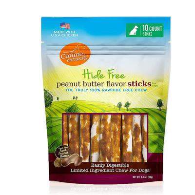 Canine Natural Hide Free 5" Peanut Butter Stick 10Pk