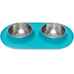 Messy Mutts Dog Double Feeder Blue 3 Cup