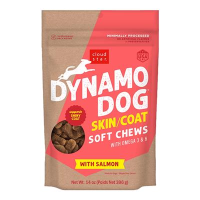 Cloud Star Dynamo Dog Skin and Coat Soft Chews Salmon Formula Dog Treats; 14oz. Bag