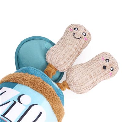 ZippyPaws Bungee Burrow Peanut Butter Jar Plush Dog Toy