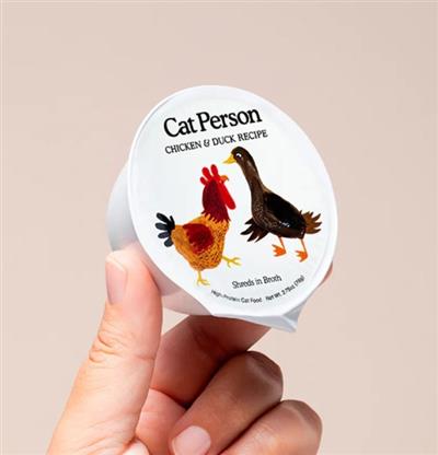 Cat Person Cat Bowl Booster Shreds In Broth Chicken & Duck 2.75Oz 24 Pack