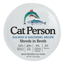 Cat Person Cat Bowl Booster Shreds In Broth Salmon & Mackerel 2.75Oz 24 Pack