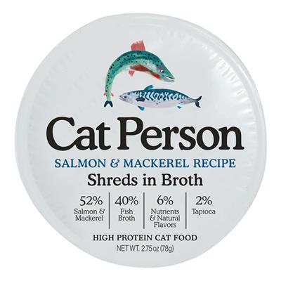 Cat Person Cat Bowl Booster Shreds In Broth Salmon & Mackerel 2.75Oz 24 Pack