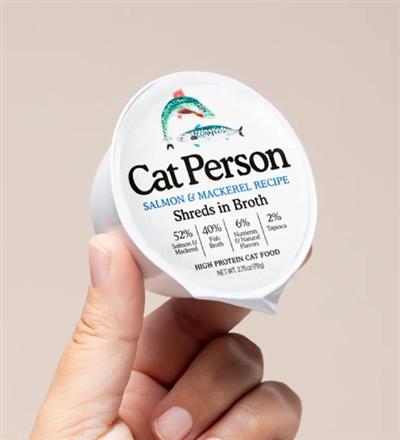 Cat Person Cat Bowl Booster Shreds In Broth Salmon & Mackerel 2.75Oz 24 Pack