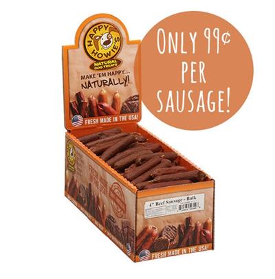 Happy Howie Dog Beef Sausage 4 Inch 80 Pack