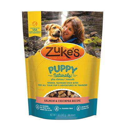 Zukes Puppy Naturals Grain Free Salmon And Chickpea Dog Treats 5oz.