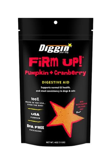 DIGGIN YOUR DOG DOG & CAT FIRM UP! PUMPKIN + CRANBERRY DIGESTIVE AID 4OZ