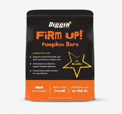 DIGGIN YOUR DOG DOG & CAT FIRM UP! PUMPKIN BARS DIGESTIVE AID 2.1OZ - 6 COUNT
