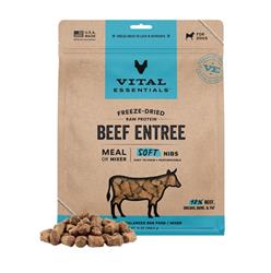 Vital Essentials Dog Freeze-Dried Raw Grain Free Beef Entree & Mixer Soft Nibs 14oz.