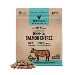 Vital Essentials Dog Freeze-Dried Raw Grain Free Grain Free Beef & Salmon Entree & Mixer Dog Food Soft Nibs 3Lbs