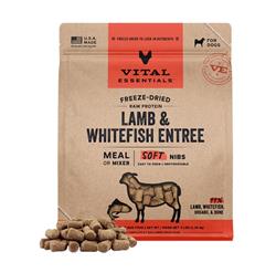 Vital Essentials Dog Freeze-Dried Raw Grain Free Grain Free Lamb & Whitefish Entree & Mixer Dog Food Soft Nibs 3Lbs