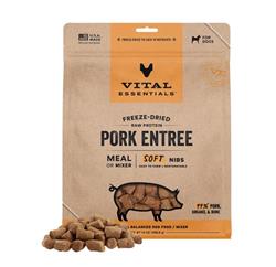 Vital Essentials Dog Freeze-Dried Raw Grain Free Pork Entree & Mixer Soft Nibs 14oz.