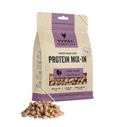 Vital Essentials Dog Freeze-Dried Raw Grain Free Protein Mix - In Turkey Recipe Mini Nibs Topper 6oz.