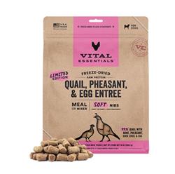 Vital Essentials Dog Freeze-Dried Raw Grain Free Quail Pheasant Egg Entree & Mixer Soft Nibs 14oz.