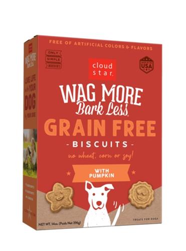 CLOUD STAR DOG WAG MORE BARK LESS GRAIN FREE CRUNCHY TREATS PUMPKIN 14OZ